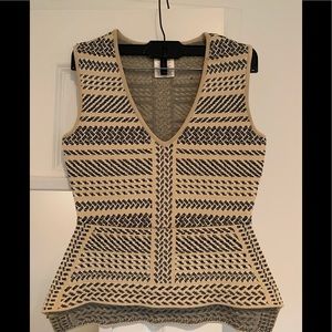 BCBG Black and Tan Thick Spandex Material Top